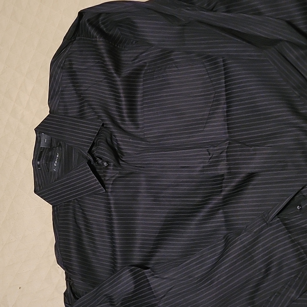 EUC J. Ferrar Dress Shirt Black Purple Stripes 3XLT